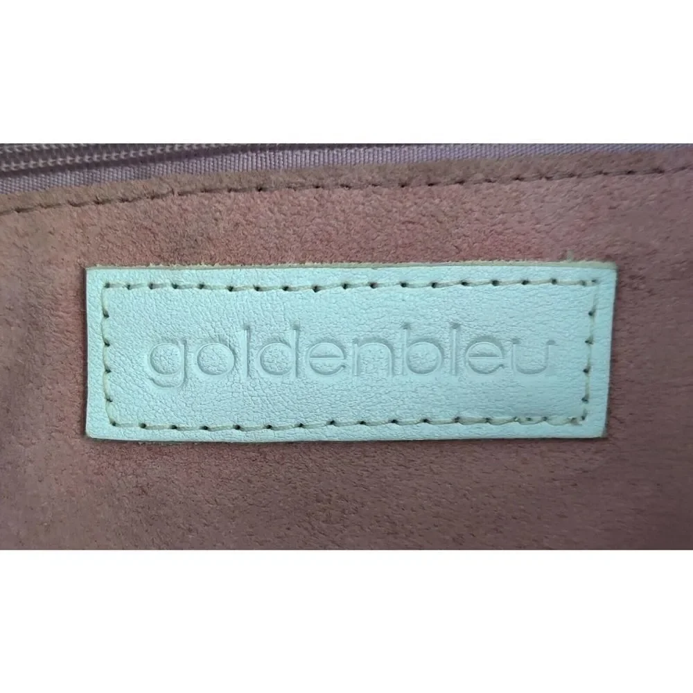LARGE Goldenbleu GOLD GENUINE LEATHER PINK SUEDE LINED SHOULDER BAG HOBO